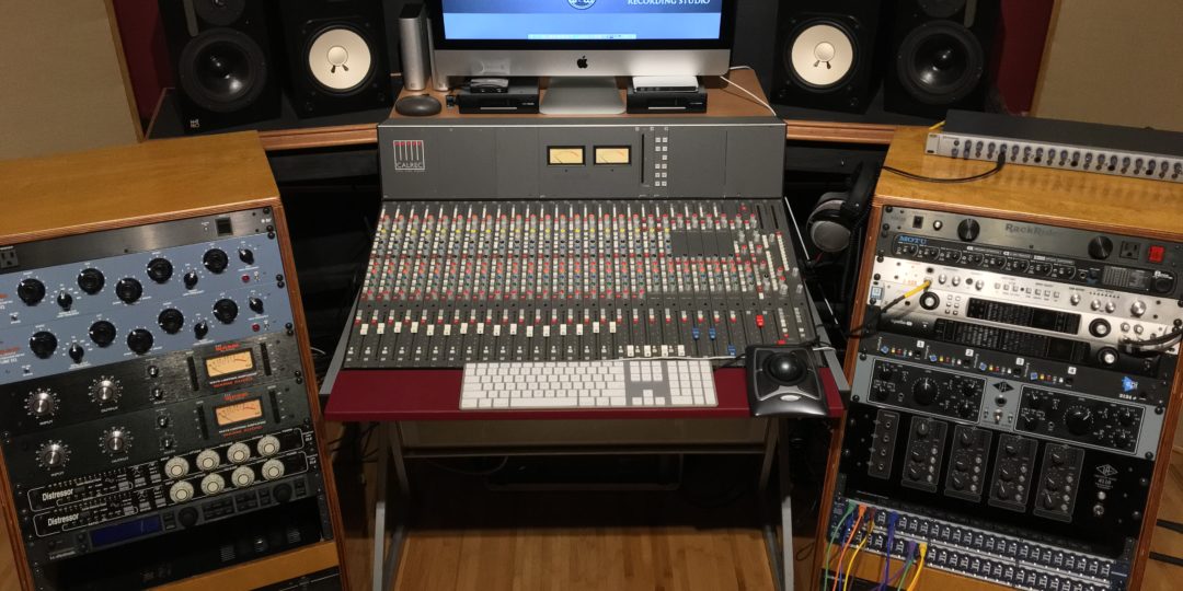 The Calrec MM3 console at Aria Studios with other gear